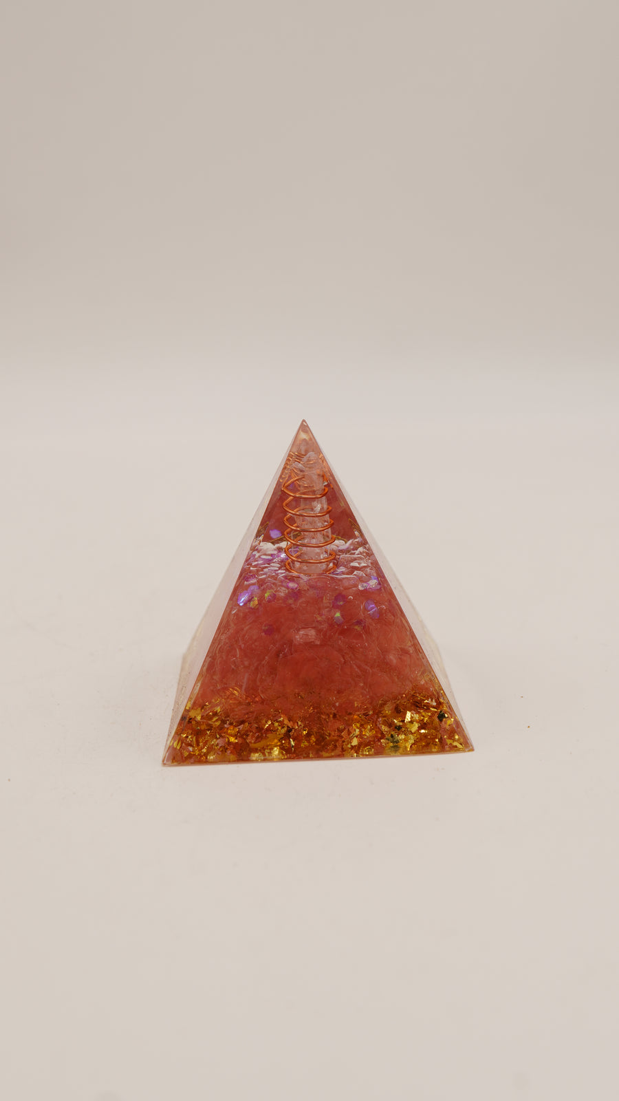 Gül Kuvars & Kristal Kuvars Hayat Ağacı Orgonit Piramit