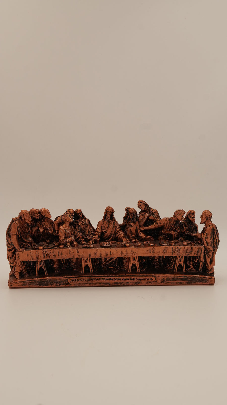 “Son Akşam Yemeği” Alçı Dekor Obje – Eskitme Bakır Tonu (30×12 cm)