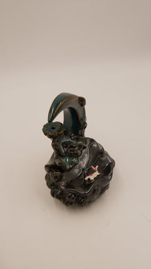 Balık Detaylı Ay Dede Figürlü Seramik Geri Akış Tütsülük (14×8 cm)