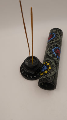 Renkli Desenli Mermer Çubuk ve Konik Tütsülük