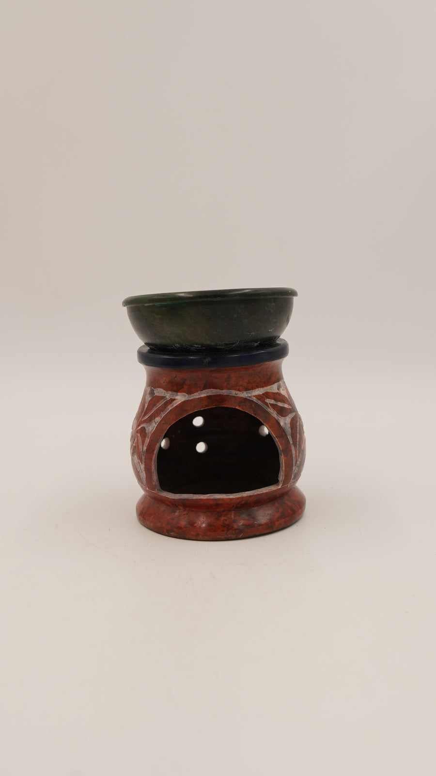 Çiçek Figürlü Oyma Mermer Buhurdanlık