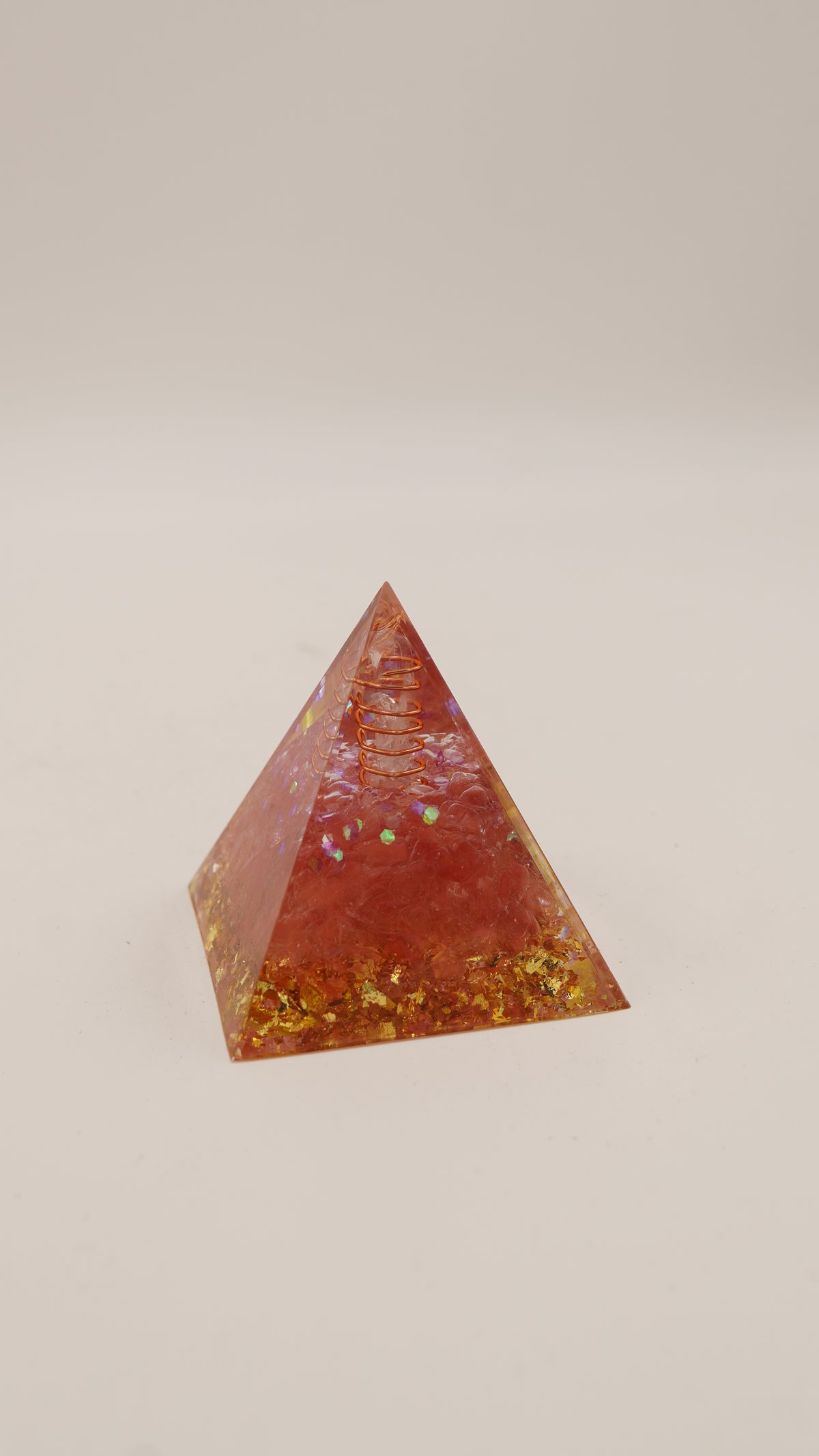 Gül Kuvars & Kristal Kuvars Hayat Ağacı Orgonit Piramit