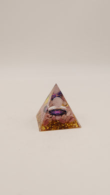 Pembe Quartz Taşlı Sarı Altın Tozlu Orgonit – 6 cm