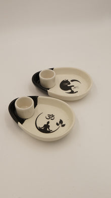 Yin Yang Figürlü Kedi Detaylı Seramik Palo Santo Tütsülük